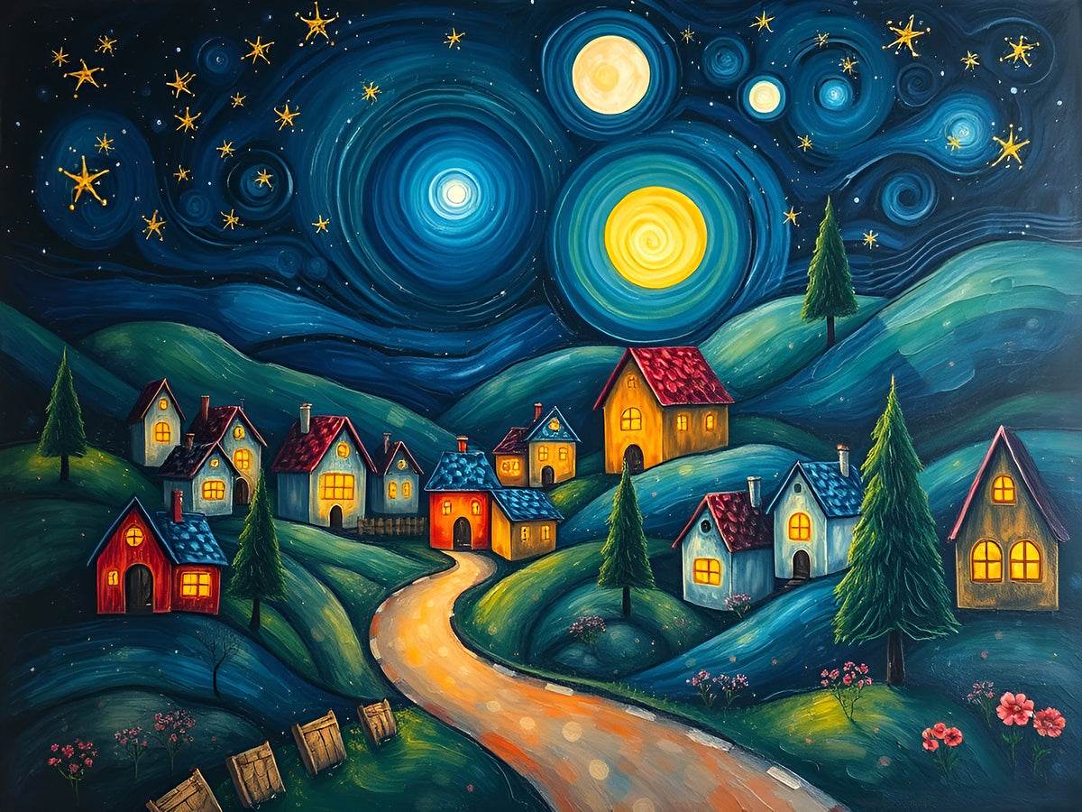 Dreamlike Village 7 - Post-Impressionist-Fantasy-Art-Mystical-Gateway - Esmonbijouart