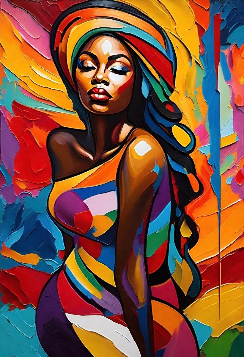Colorful Abstract Portrait 16 - Contemporary-Afro-Caribbean-Art-Vibrant-Cultural - Esmonbijouart