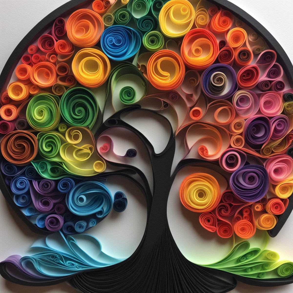Colorful Paper Tree 18 - Paper-Art-Quilling-Dynamic-Organic - Esmonbijouart
