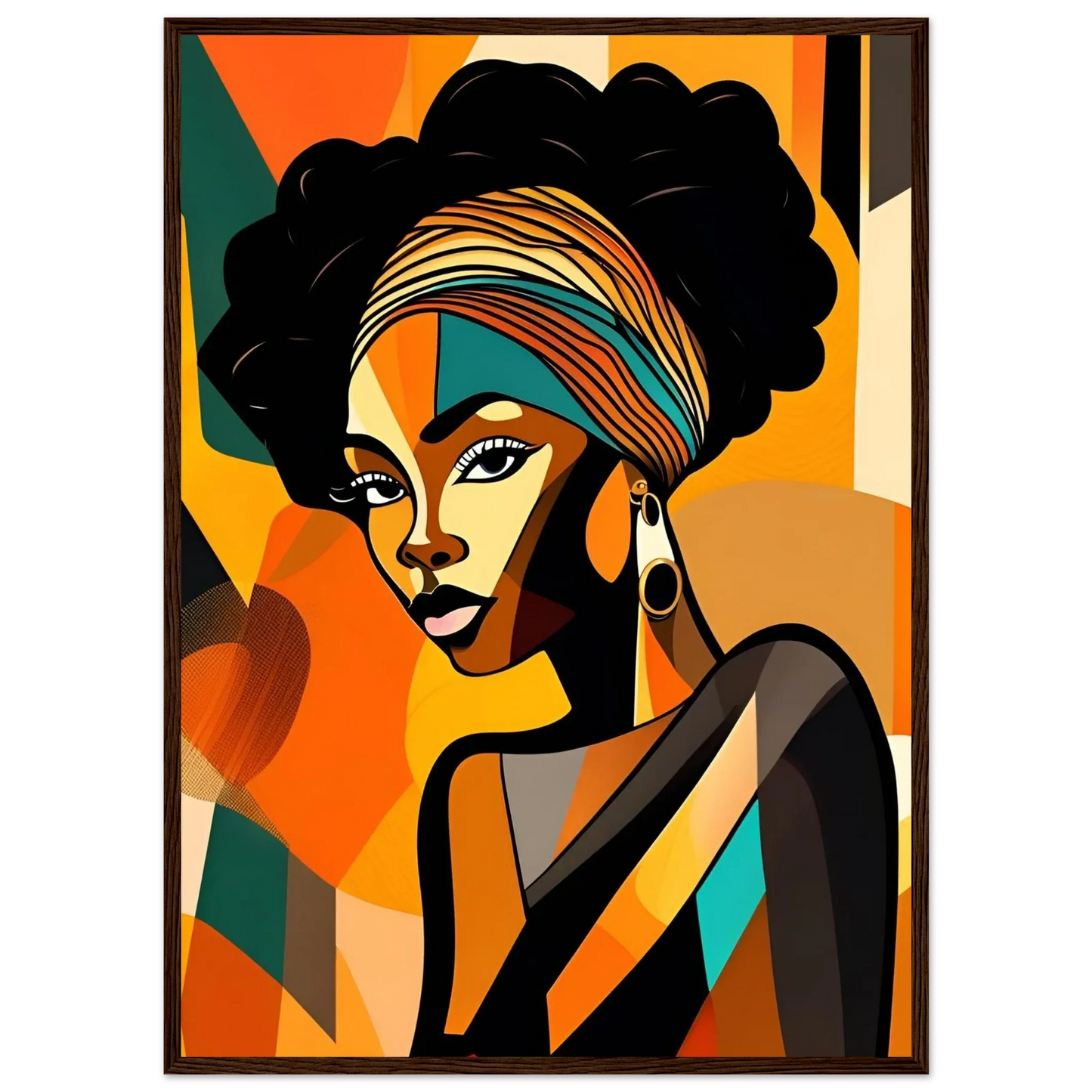 Retro Elegance - African Beauty with Colorful Headwrap - Esmonbijouart