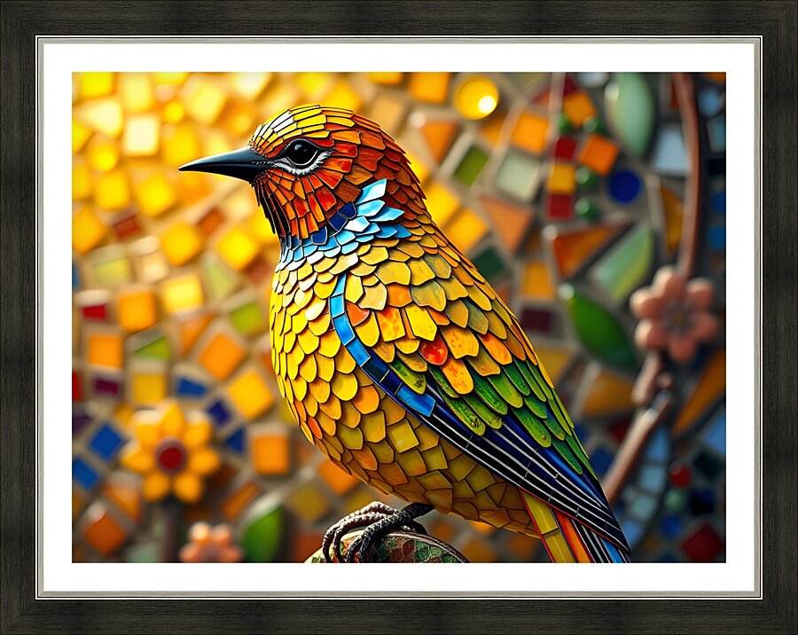 Bird Stained Glass 3 - Art Nouveau-Decorative-Vibrant-Detailed - Esmonbijouart