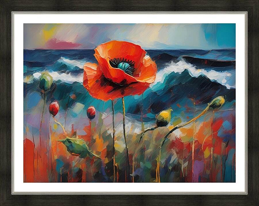 Flower Art 18 - Impressionist-Poppy-Dramatic-Coastal - Esmonbijouart