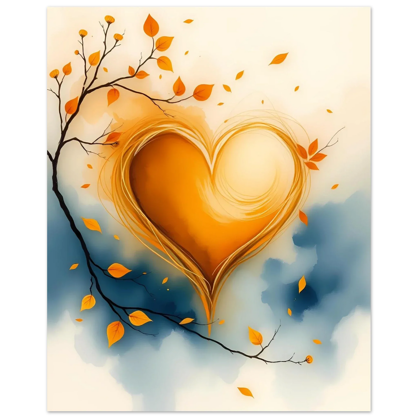Aluminum Print -Autumn Heart Embrace - Esmonbijouart