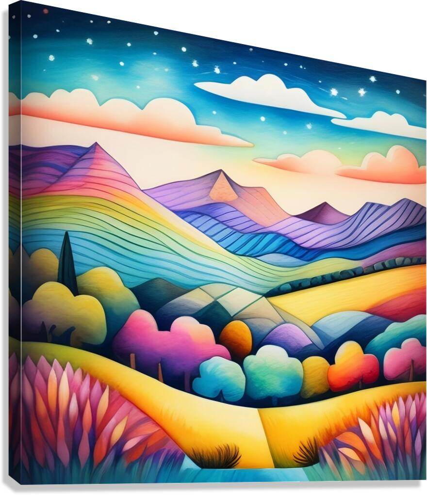 Art 492 - Psychedelic Surrealist Rainbow Landscape Art Canvas | Esmonbijouart