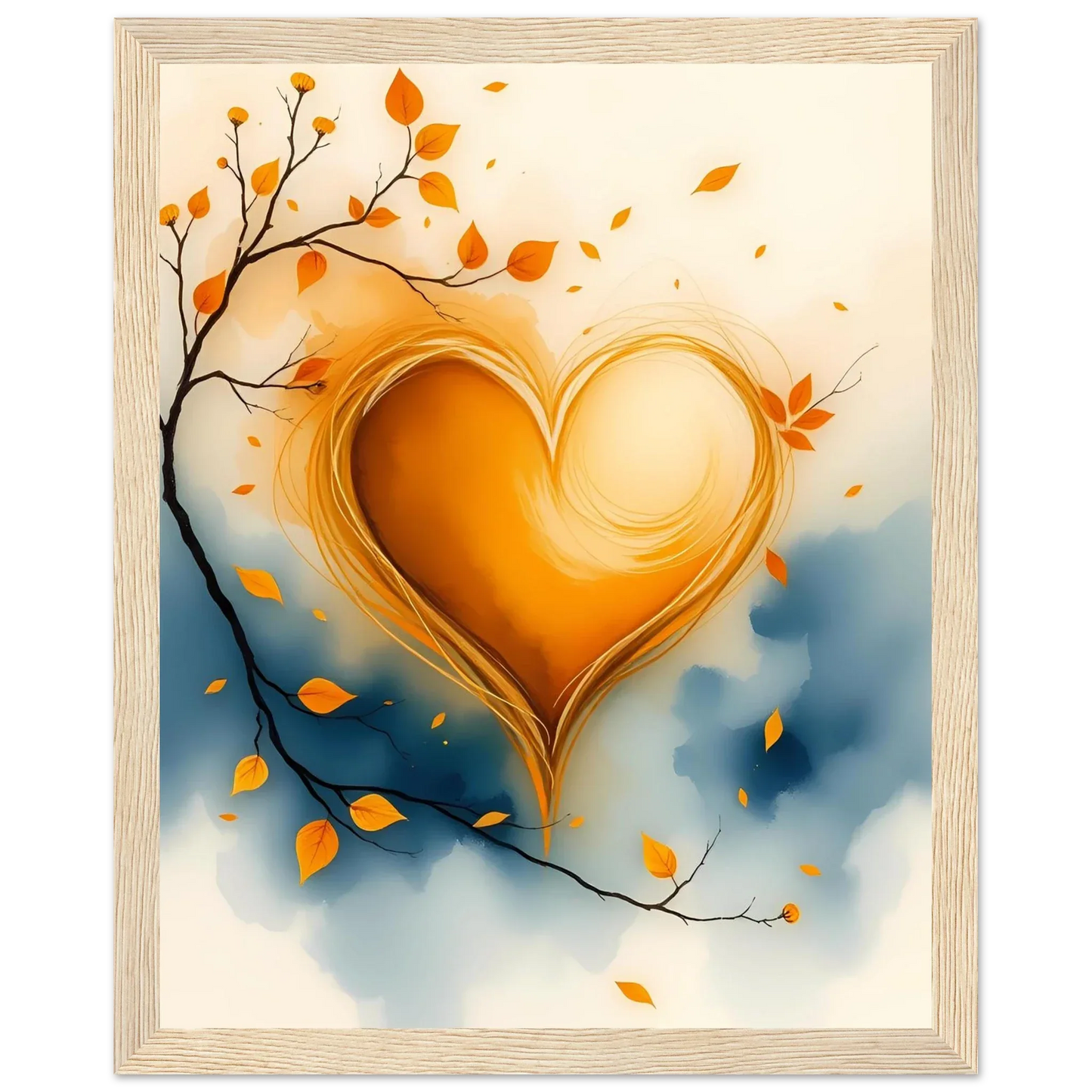 Classic Matte Paper Wooden Framed Poster-Autumn Heart Embrace - Esmonbijouart