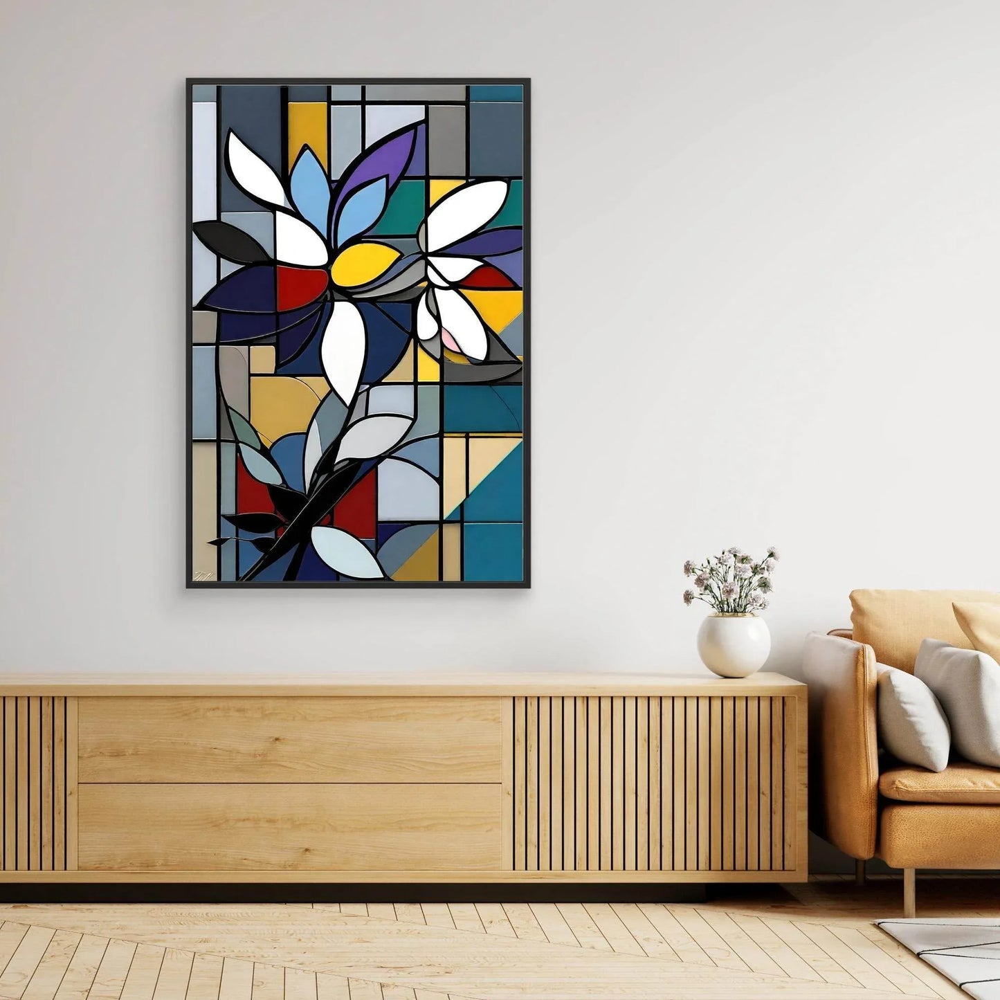 Stained Glass Flower 4 - Geometric-Floral-Modern-Mondrian - Esmonbijouart