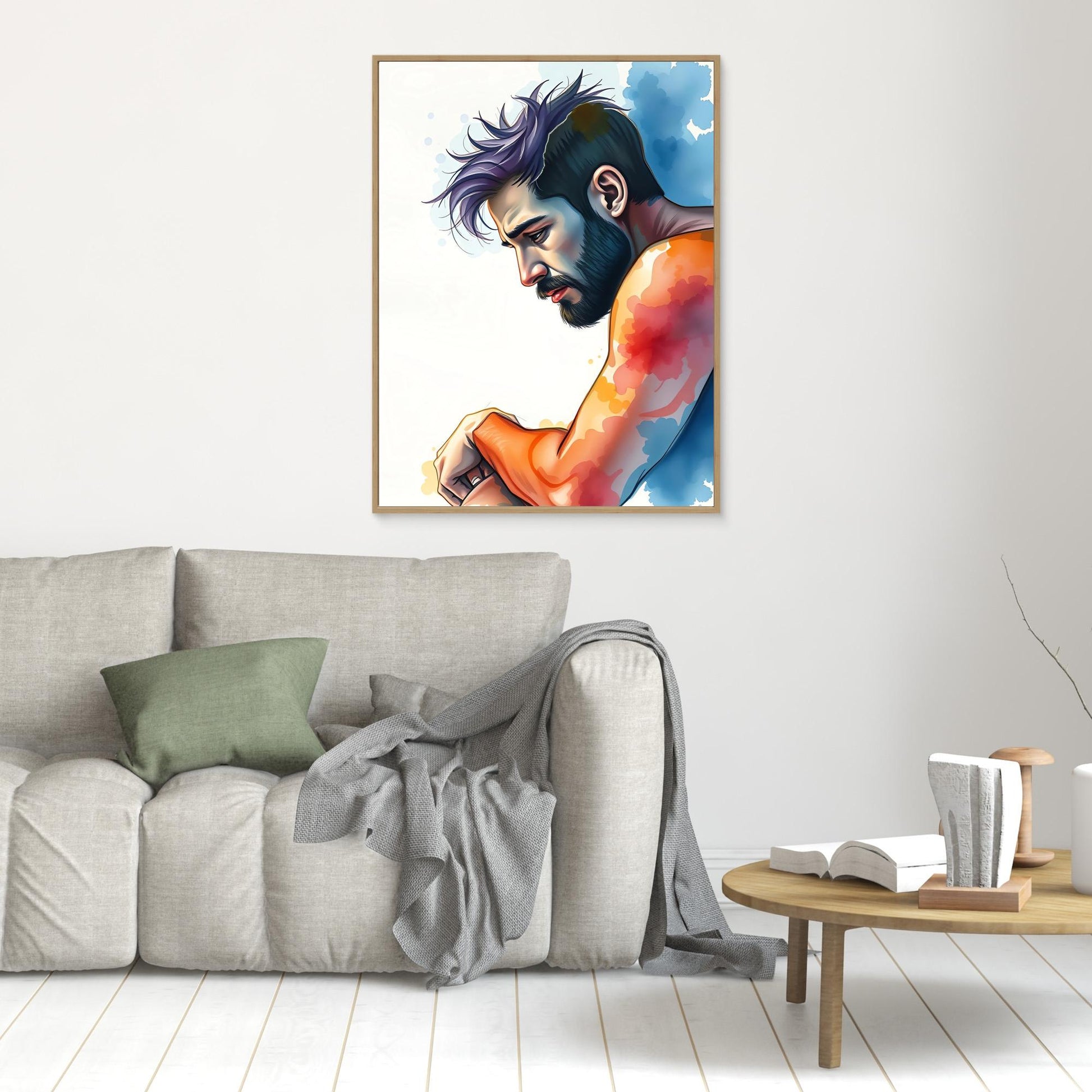 Contemplative Man in Vibrant Colors