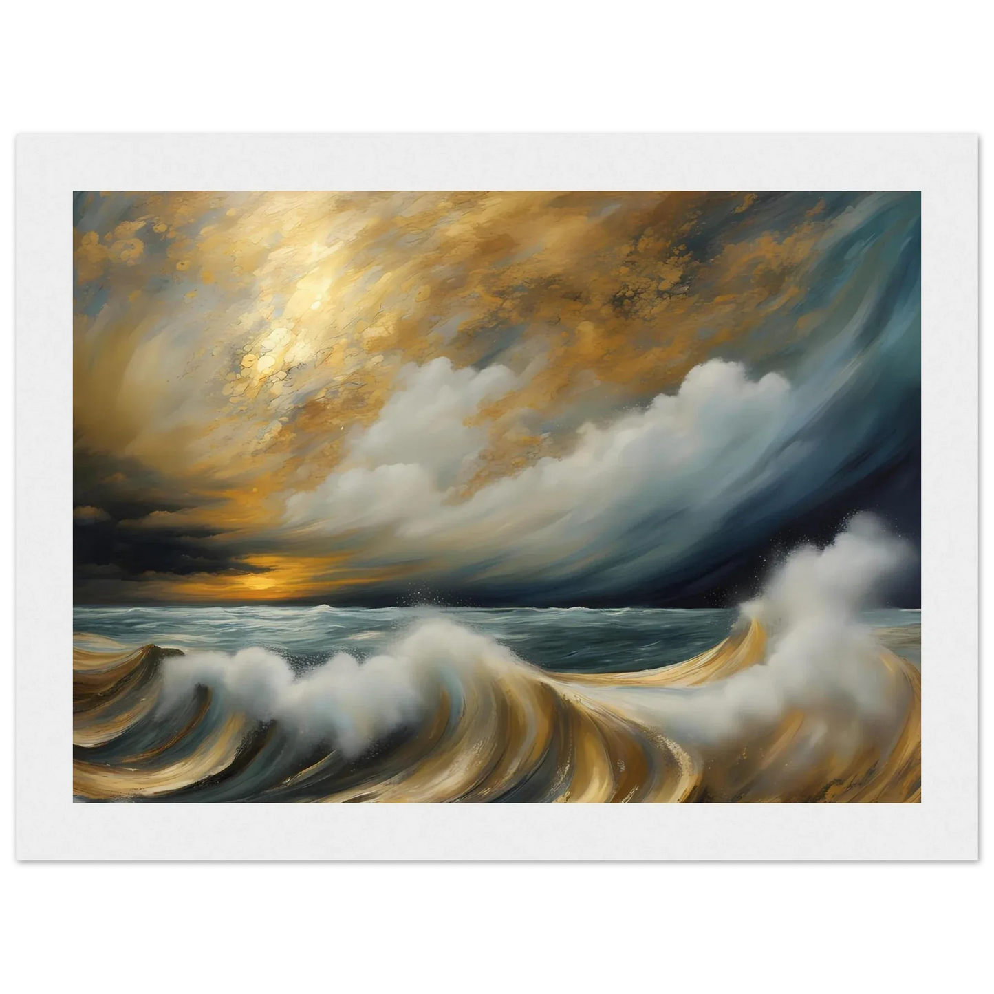 Dramatic Storm Over Golden Ocean Waves - Esmonbijouart 