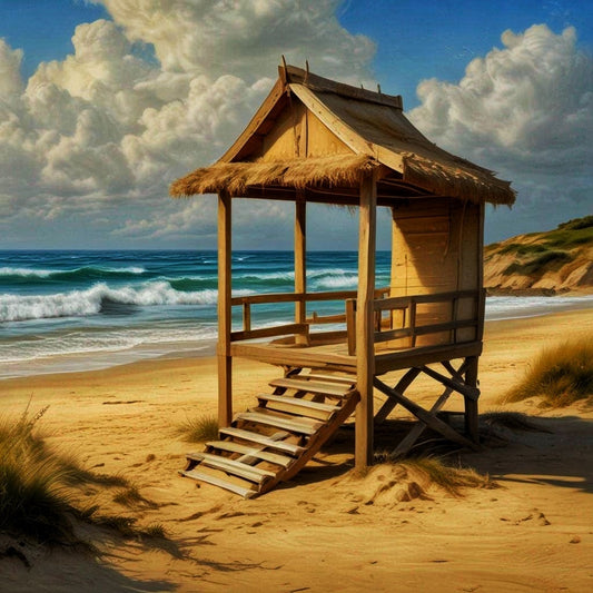 Una cabaña frente al mar