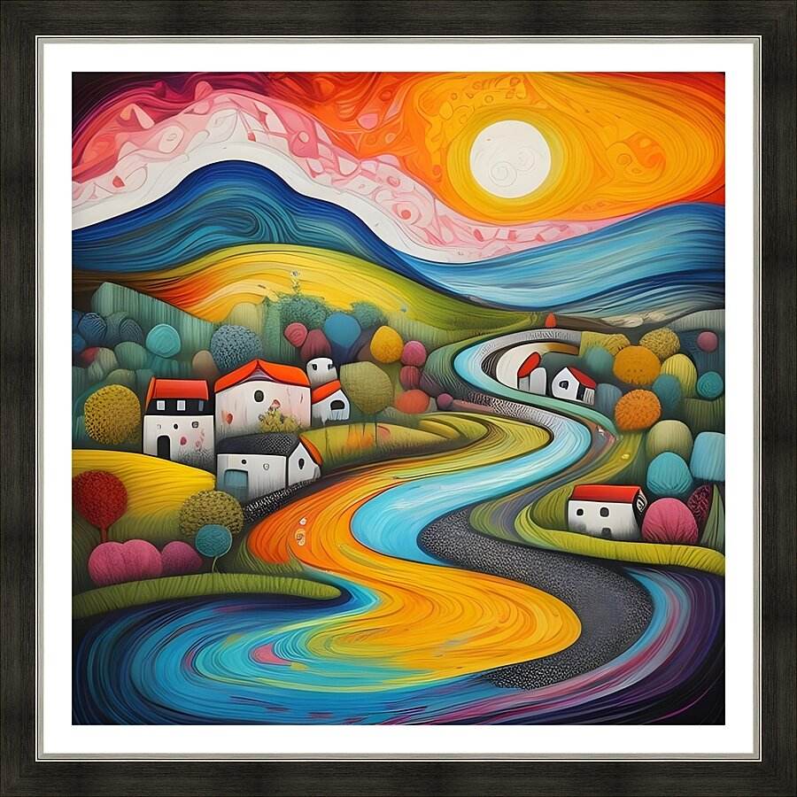 Art 444 - Fantasy-Surrealism-Village-Dreamscape-Colorful - Esmonbijouart 