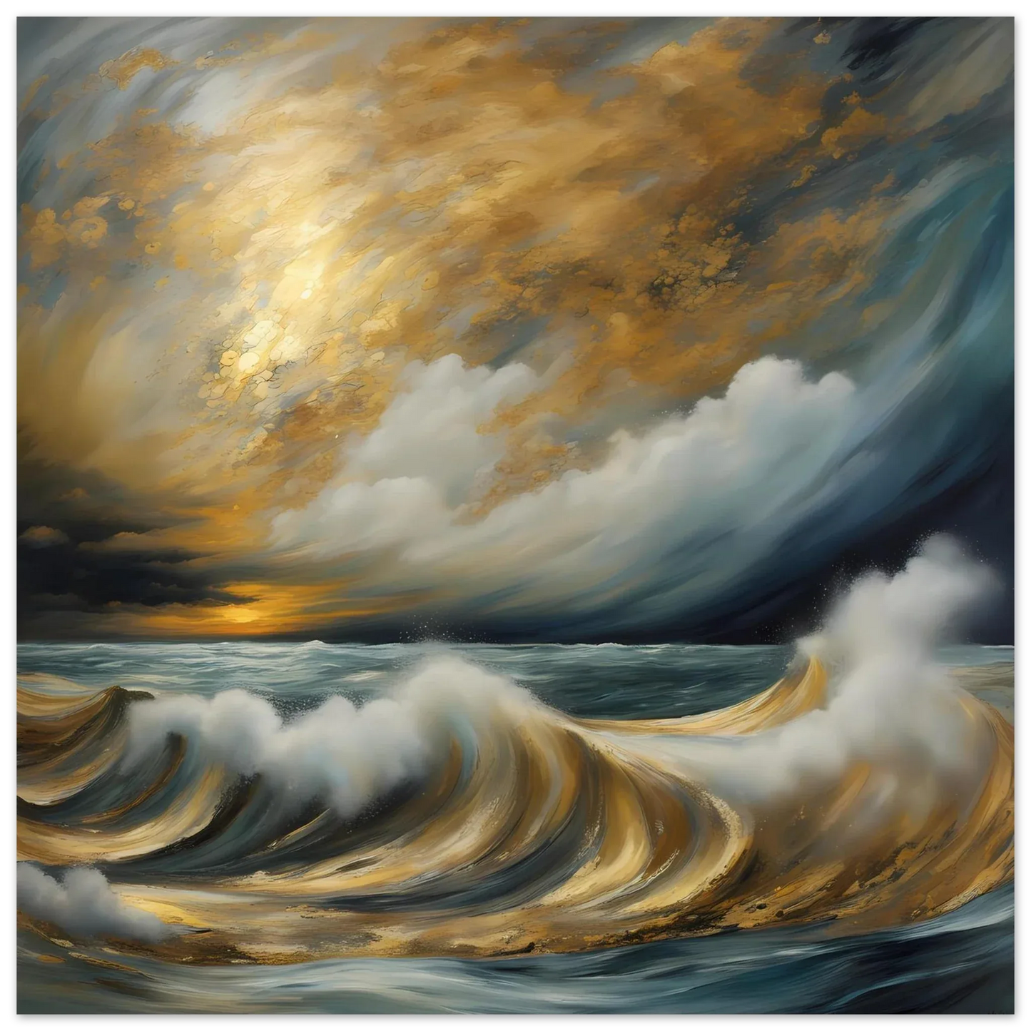 Dramatic Storm Over Golden Ocean Waves - Esmonbijouart 
