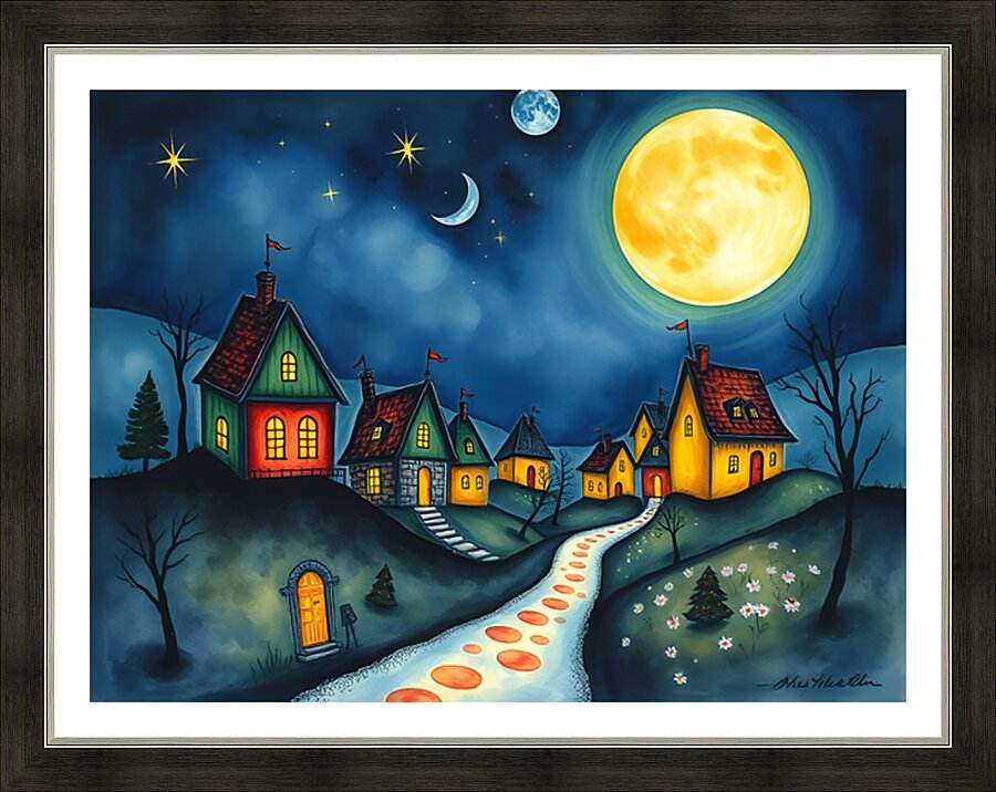 Dreamlike Village 9 - Contemporary-Fairy-Tale-Art-Enchanted-Moonlit - Esmonbijouart 