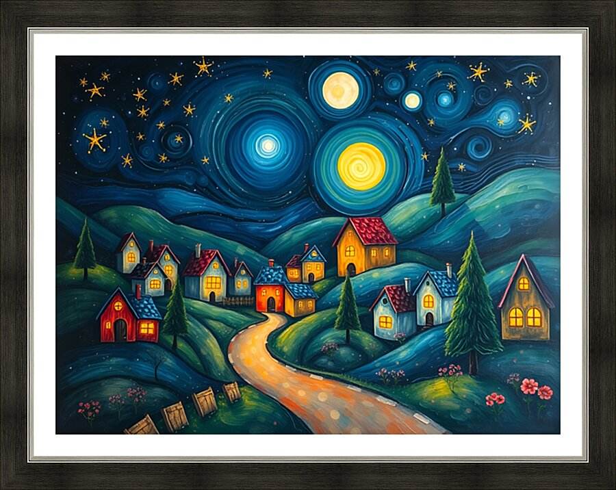 Dreamlike Village 7 - Post-Impressionist-Fantasy-Art-Mystical-Gateway - Esmonbijouart 