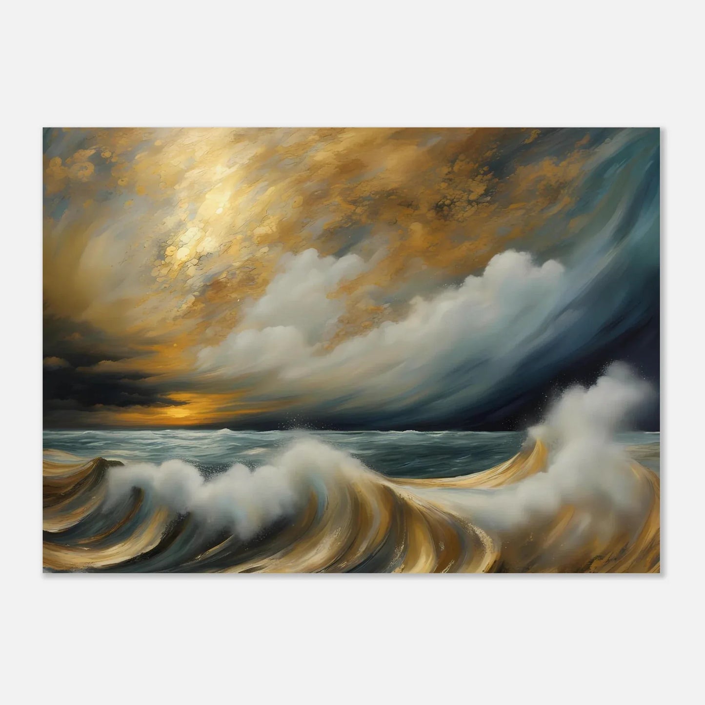 Dramatic Storm Over Golden Ocean Waves - Esmonbijouart 