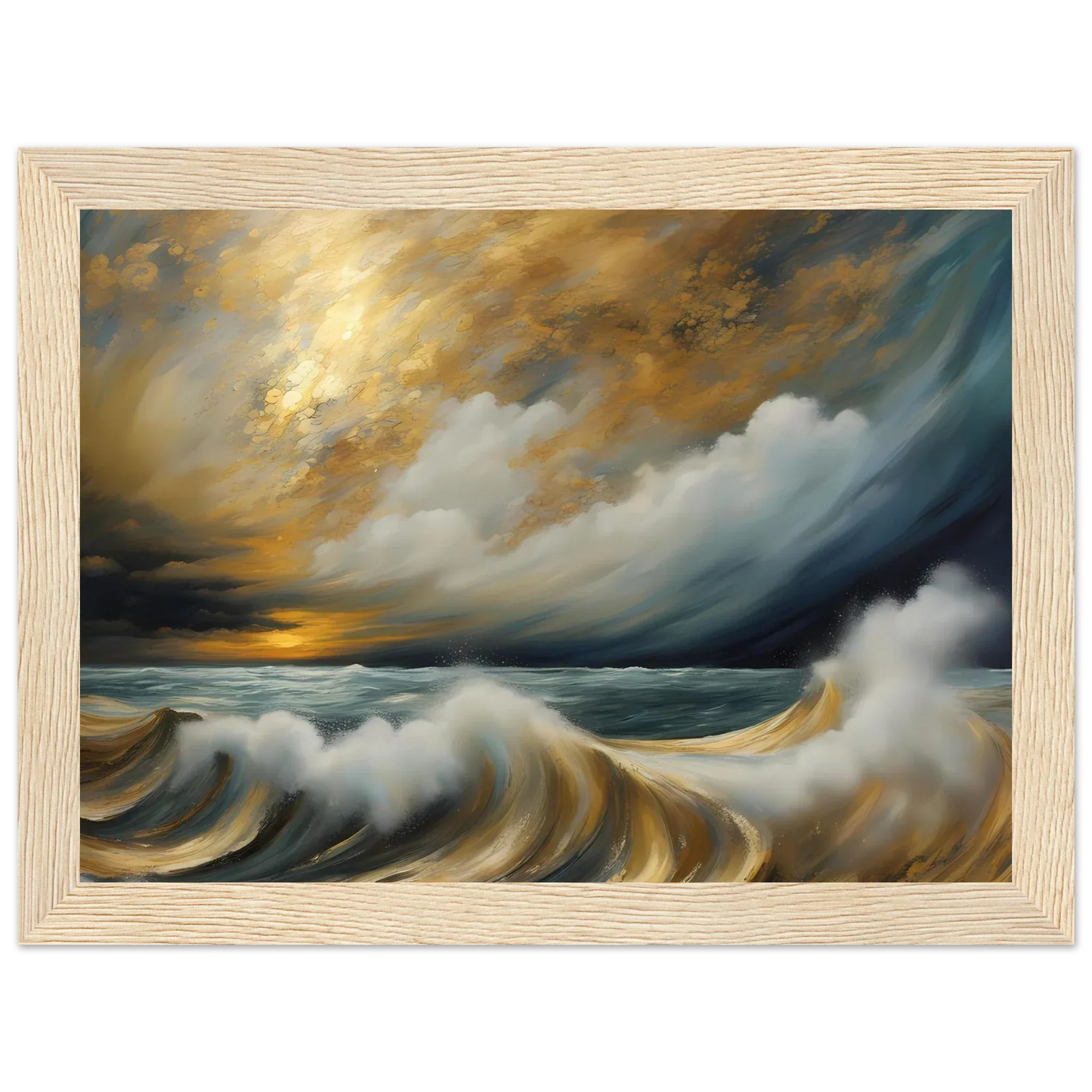 Dramatic Storm Over Golden Ocean Waves - Esmonbijouart 