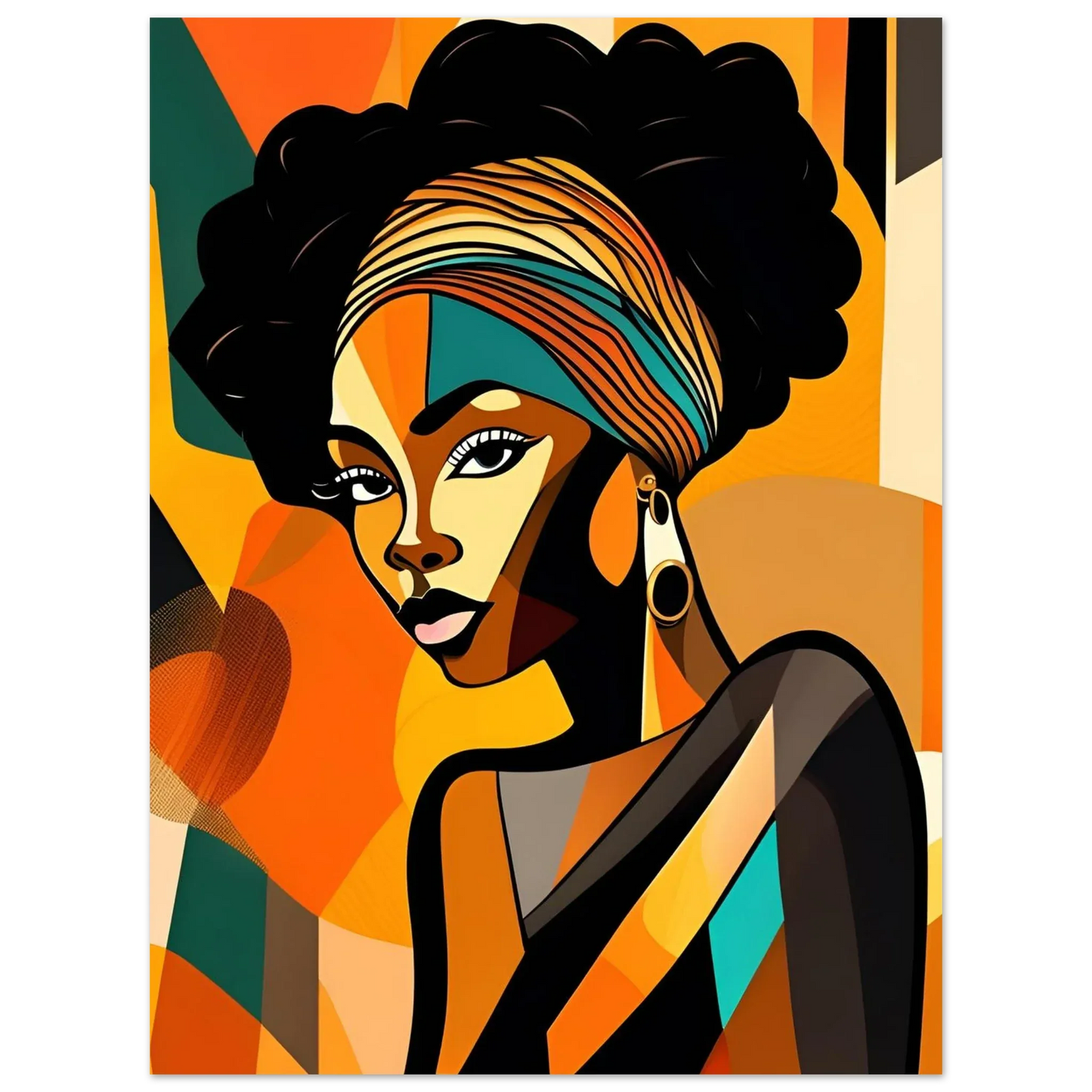 Retro Elegance - African Beauty with Colorful Headwrap - Esmonbijouart 