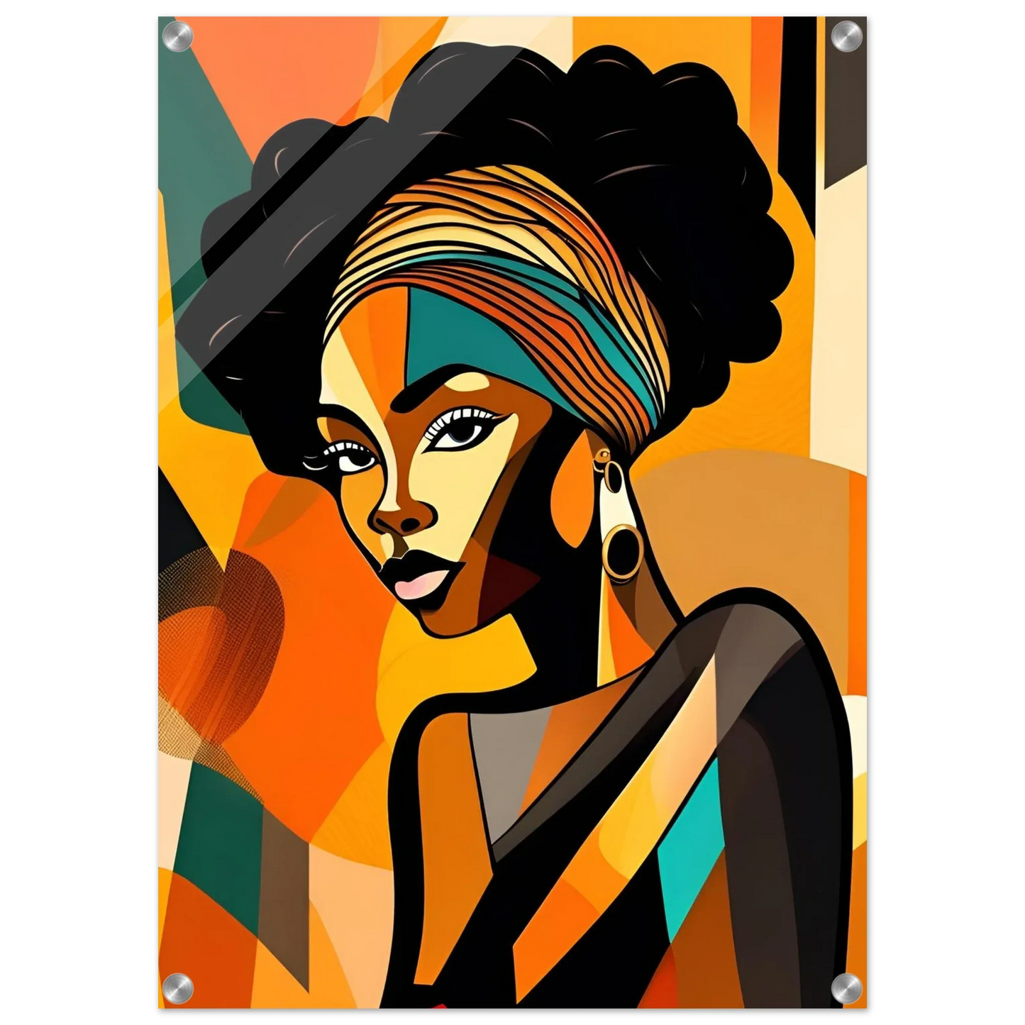 Retro Elegance - African Beauty with Colorful Headwrap - Esmonbijouart 