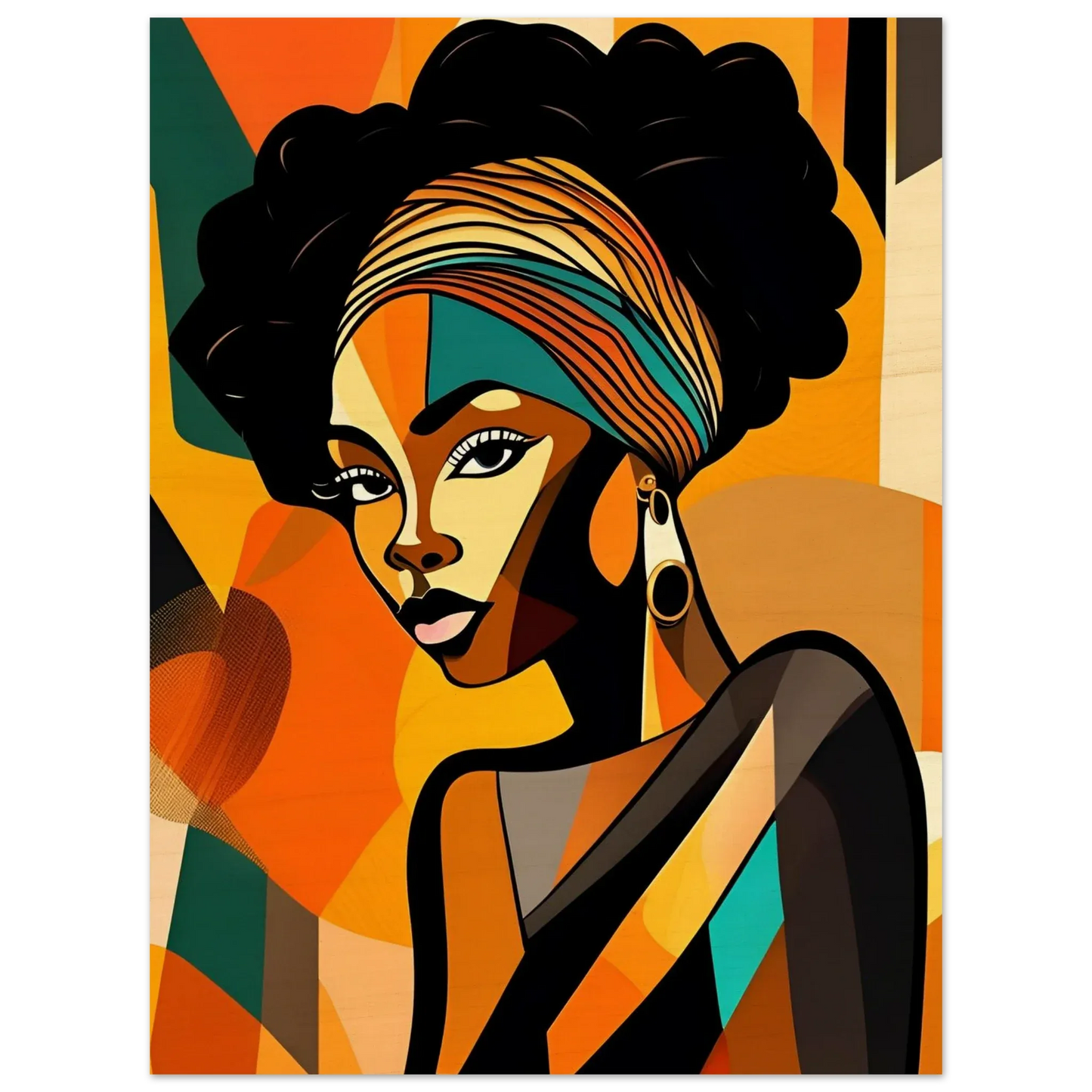 Retro Elegance - African Beauty with Colorful Headwrap - Esmonbijouart 