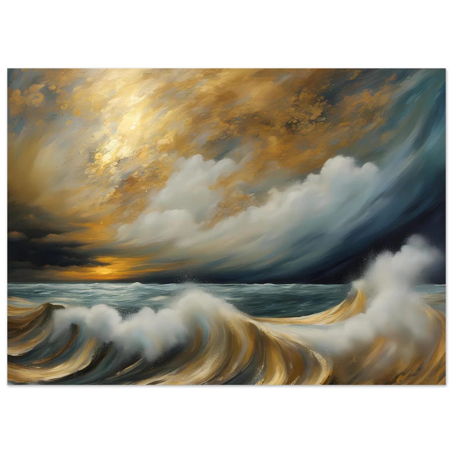 Dramatic Storm Over Golden Ocean Waves - Esmonbijouart 