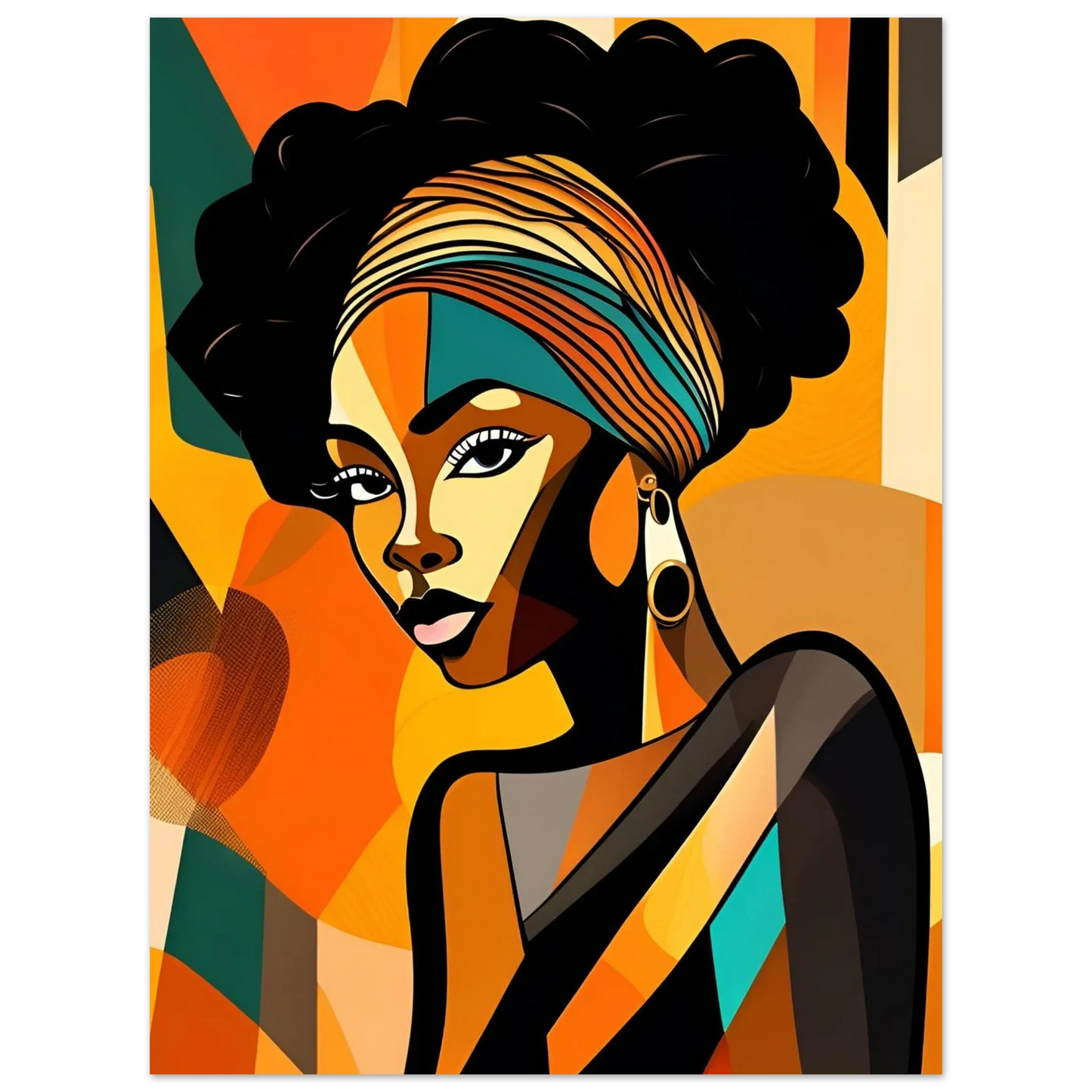 Retro Elegance - African Beauty with Colorful Headwrap - Esmonbijouart 