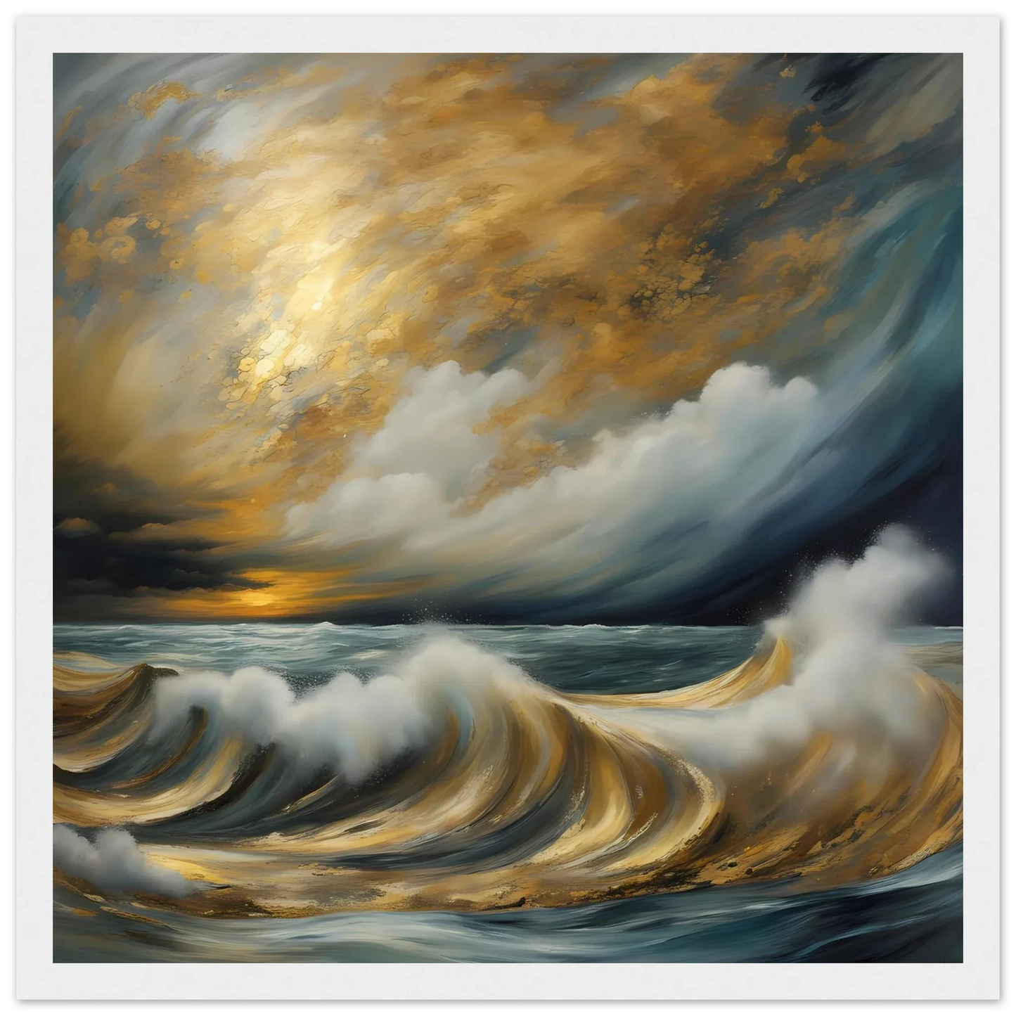 Dramatic Storm Over Golden Ocean Waves - Esmonbijouart 