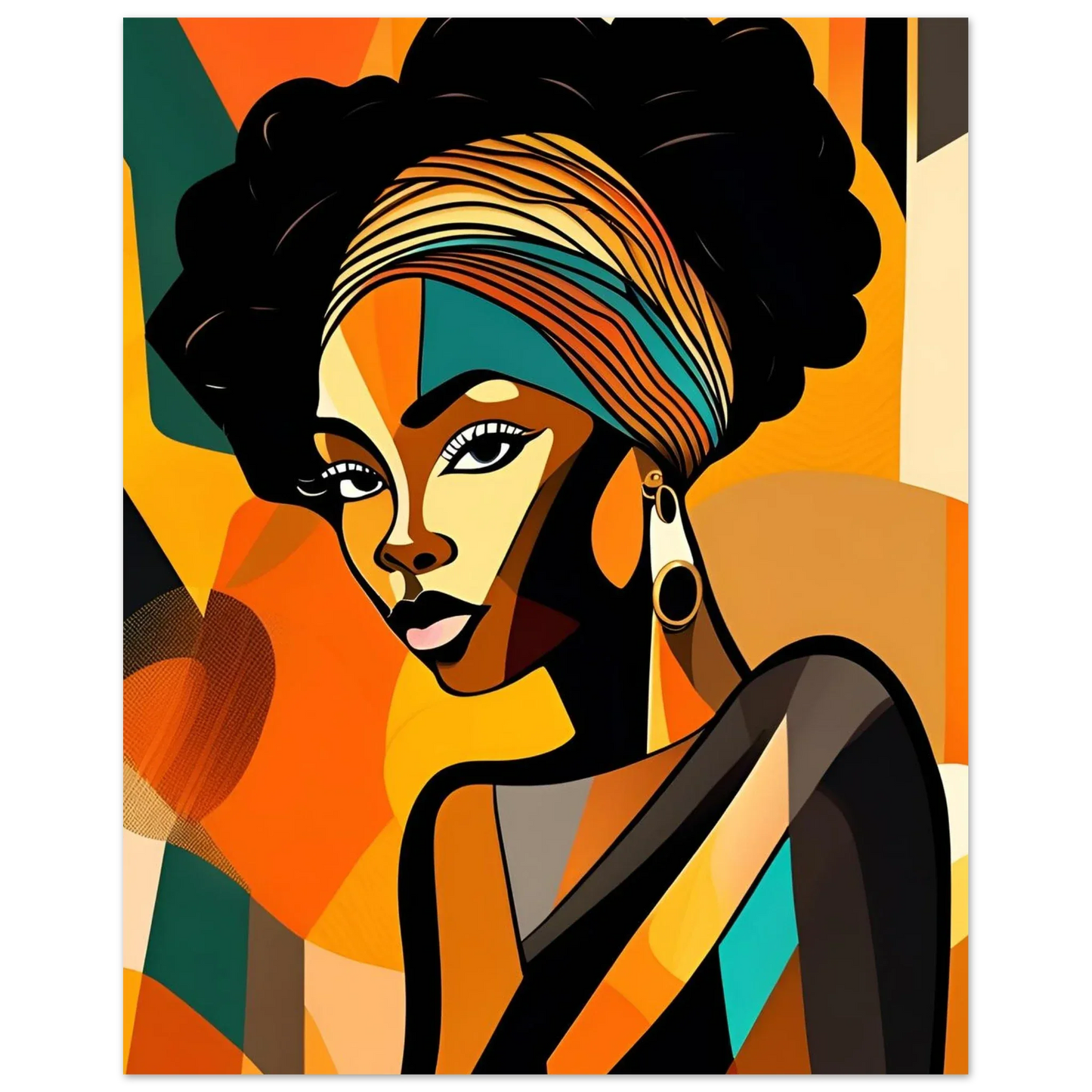 Retro Elegance - African Beauty with Colorful Headwrap - Esmonbijouart 