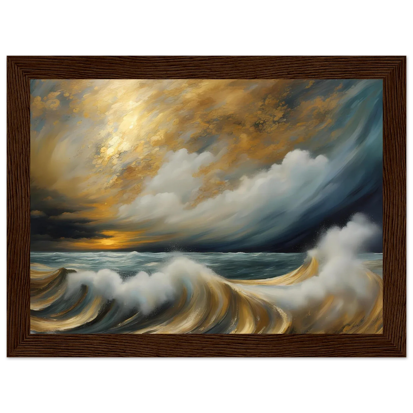 Dramatic Storm Over Golden Ocean Waves - Esmonbijouart 