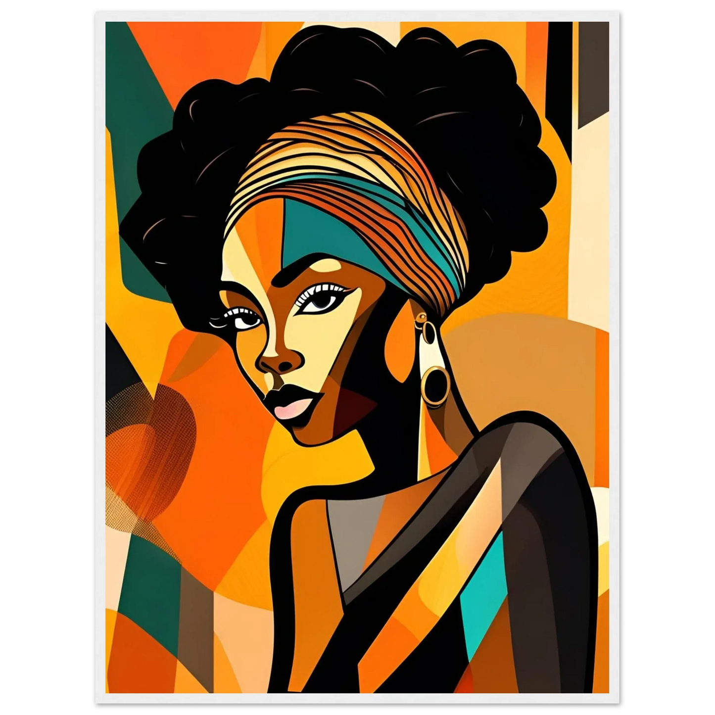 Retro Elegance - African Beauty with Colorful Headwrap - Esmonbijouart 