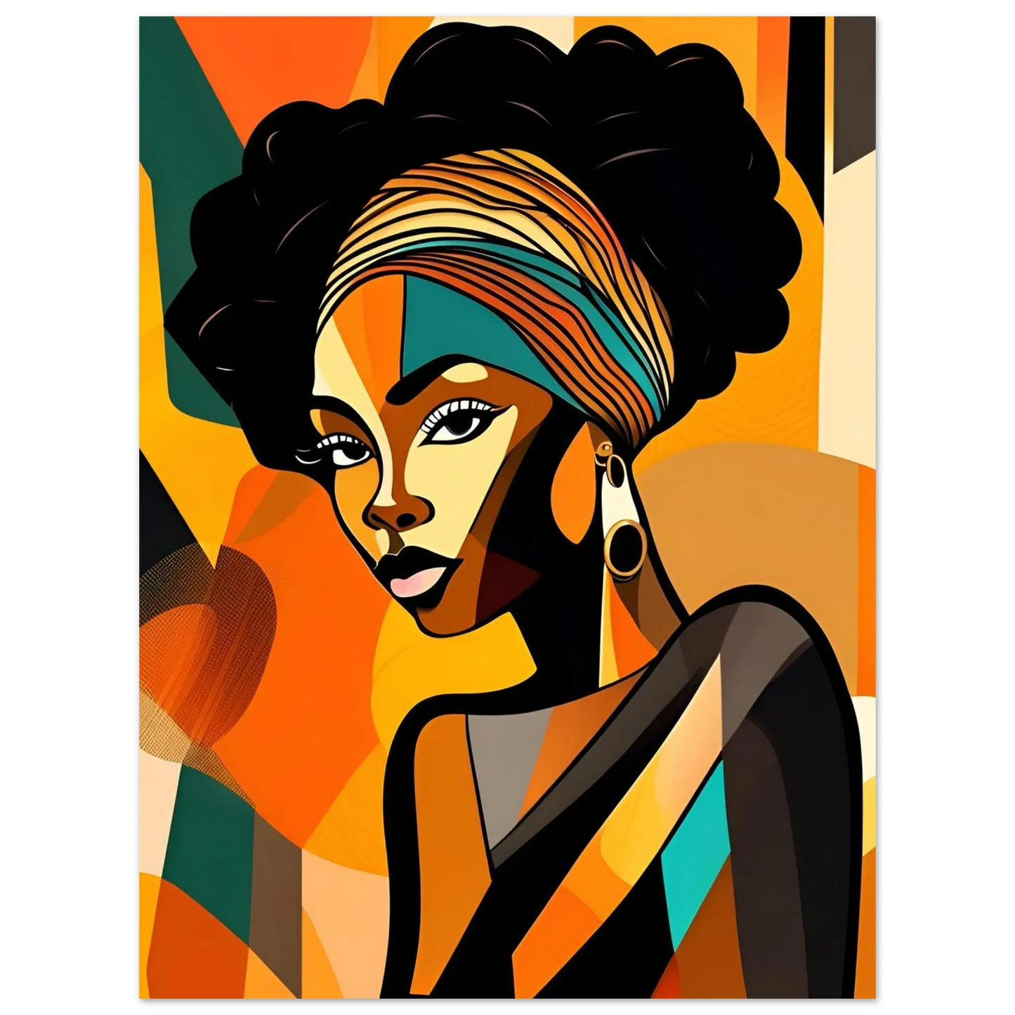 Retro Elegance - African Beauty with Colorful Headwrap - Esmonbijouart 