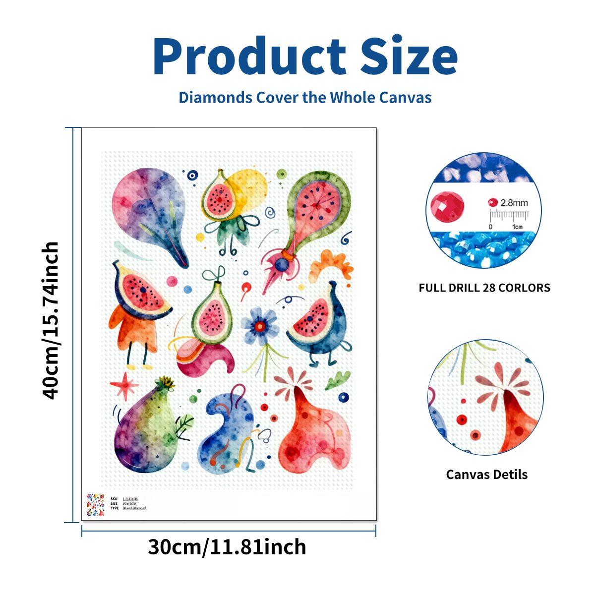Colorful Abstract Fruit and Shapes – DIY Diamond Painting Kit (No Frame)