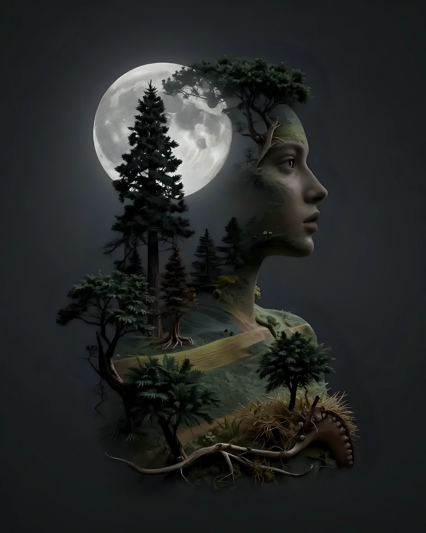 Surreal Moonlit Forest Profile - Digital Download