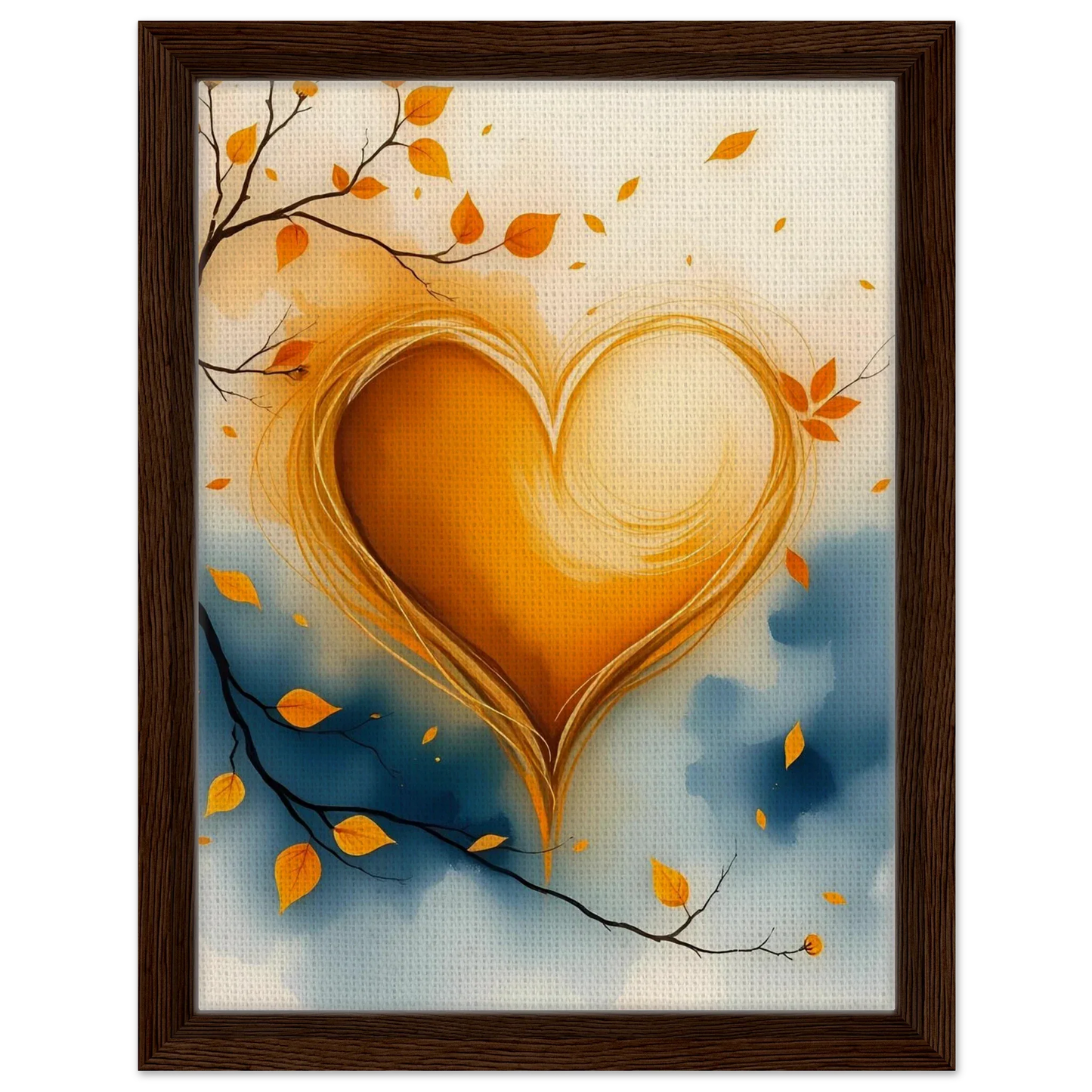 Framed Canvas -Autumn Heart Embrace - Esmonbijouart 