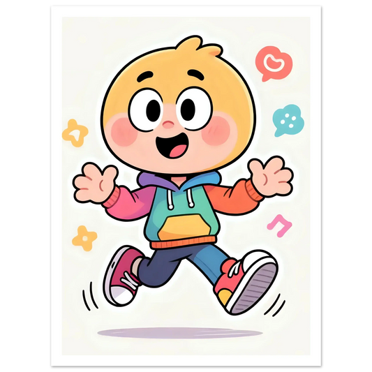 Cheerful Cartoon Character in Hoodie - Esmonbijouart 