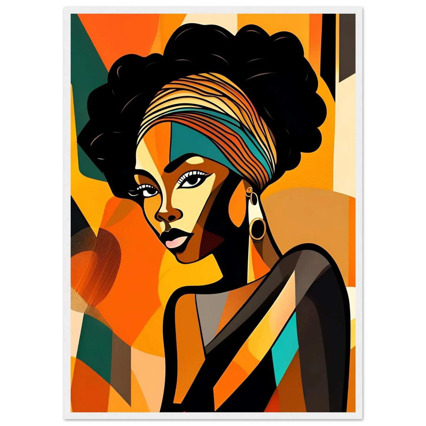 Retro Elegance - African Beauty with Colorful Headwrap - Esmonbijouart 