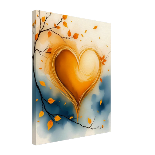 Canvas-Autumn Heart Embrace - Dimensional-Romantic-Autumn-Ethereal - Esmonbijouart 