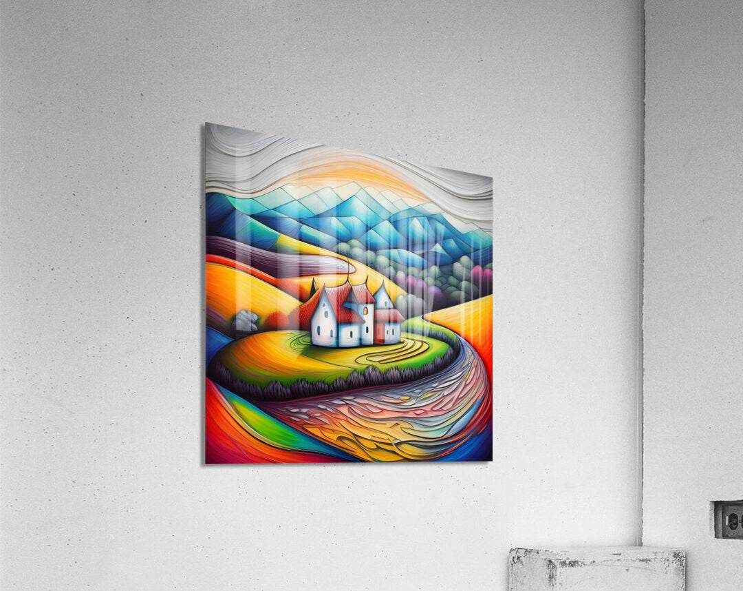 Art 452 - Op-Art-Surrealism-Village-Hypnotic-Colorful - Esmonbijouart 