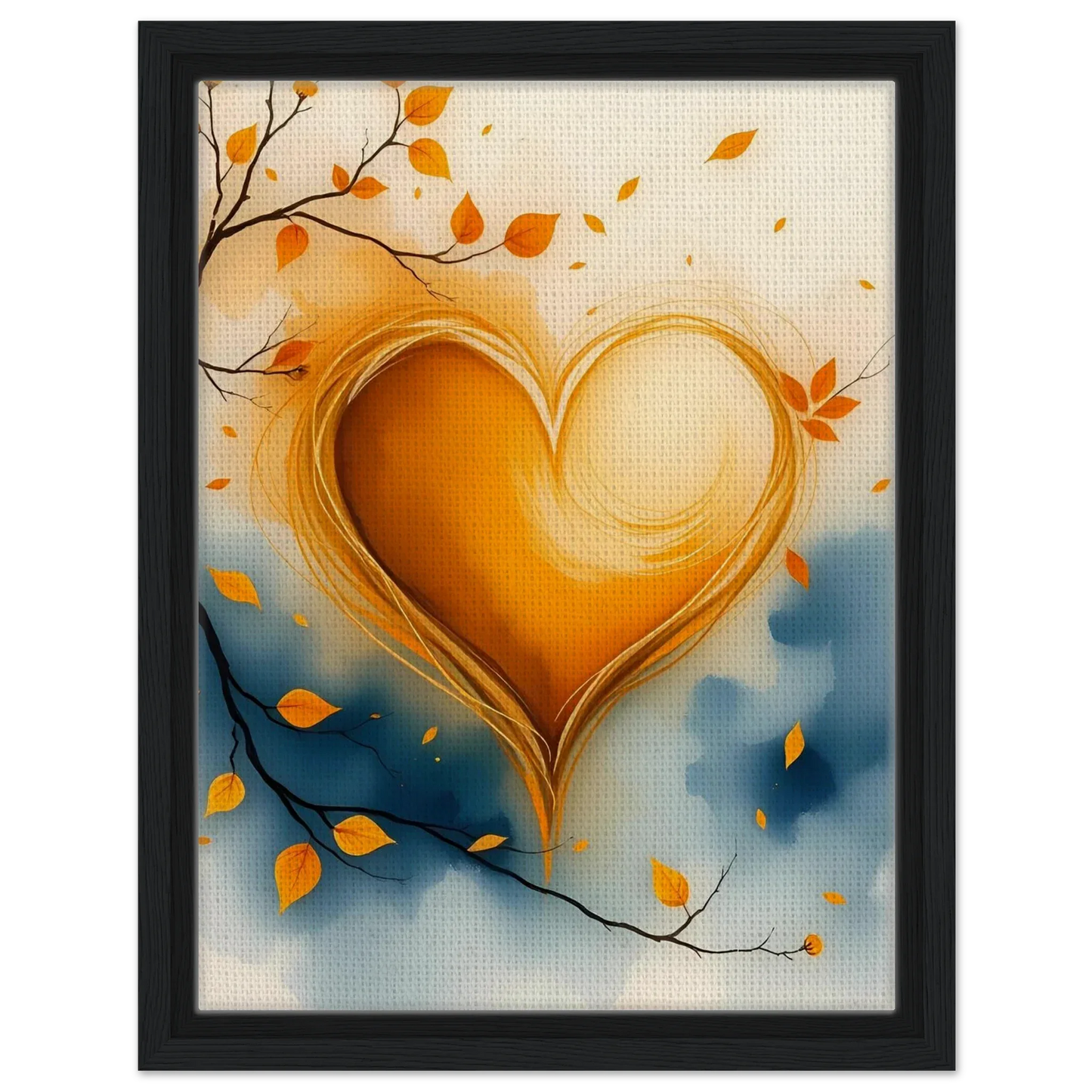 Framed Canvas -Autumn Heart Embrace - Esmonbijouart 