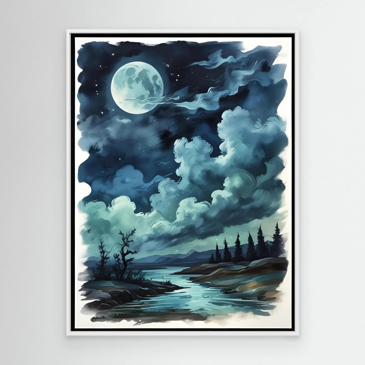 Moonlit Night Over Tranquil River - Esmonbijouart 