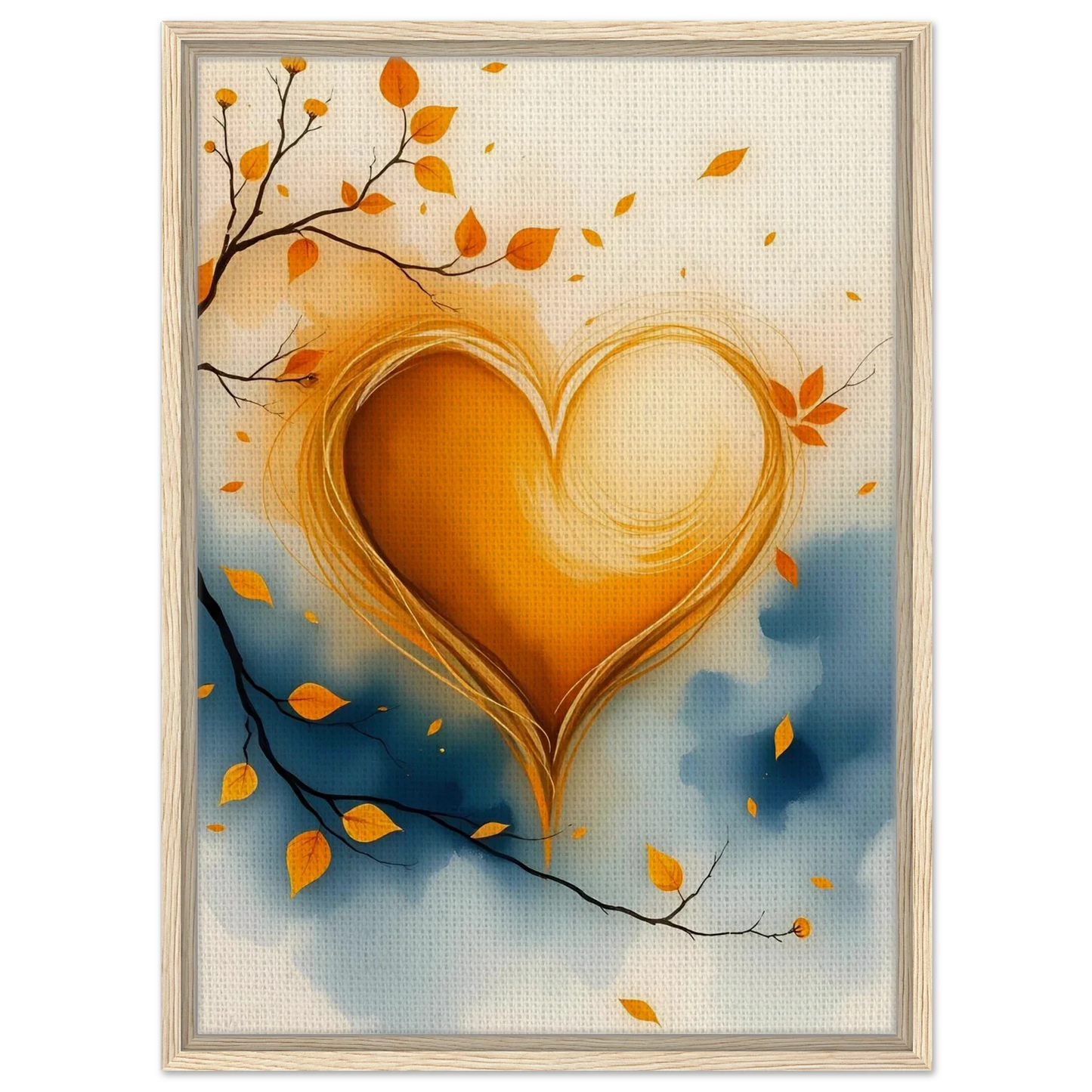 Framed Canvas -Autumn Heart Embrace - Esmonbijouart 