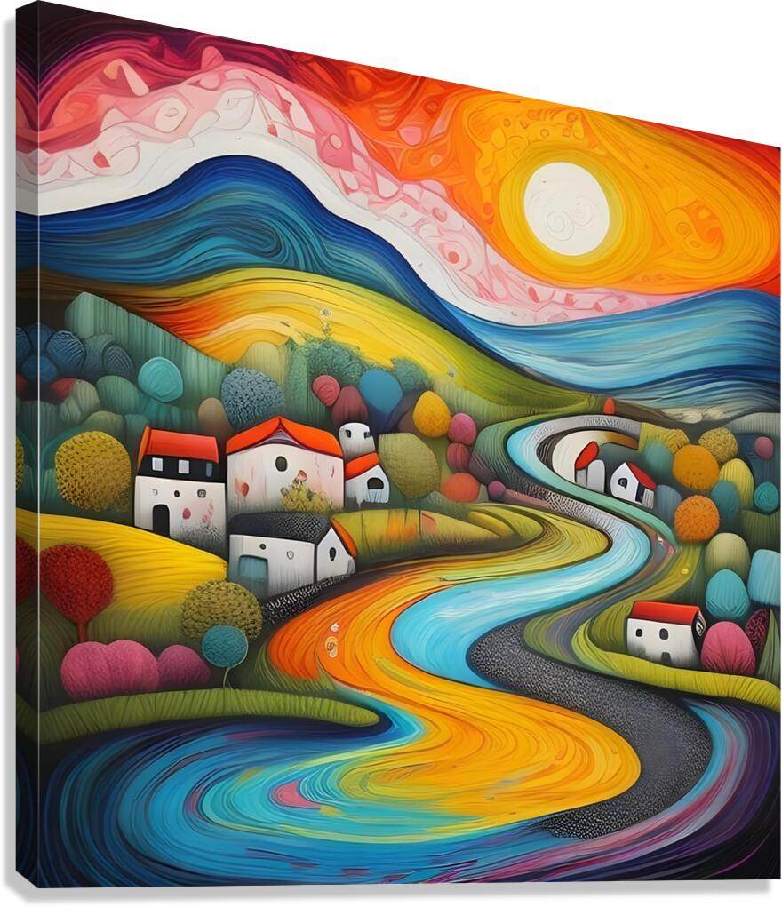 Art 444 - Fantasy-Surrealism-Village-Dreamscape-Colorful - Esmonbijouart 