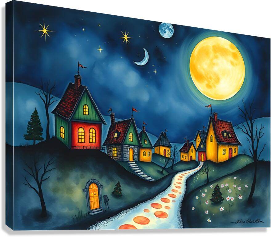 Dreamlike Village 9 - Contemporary-Fairy-Tale-Art-Enchanted-Moonlit - Esmonbijouart 