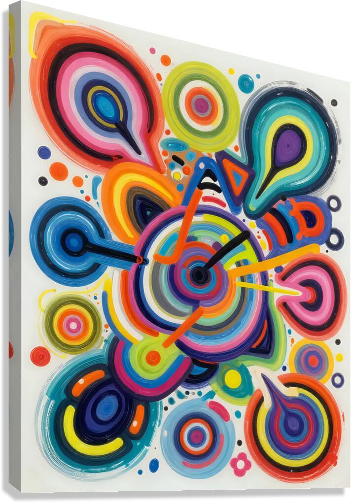 Unframed canvas print with vibrant abstract circular swirl patterns in multicolor