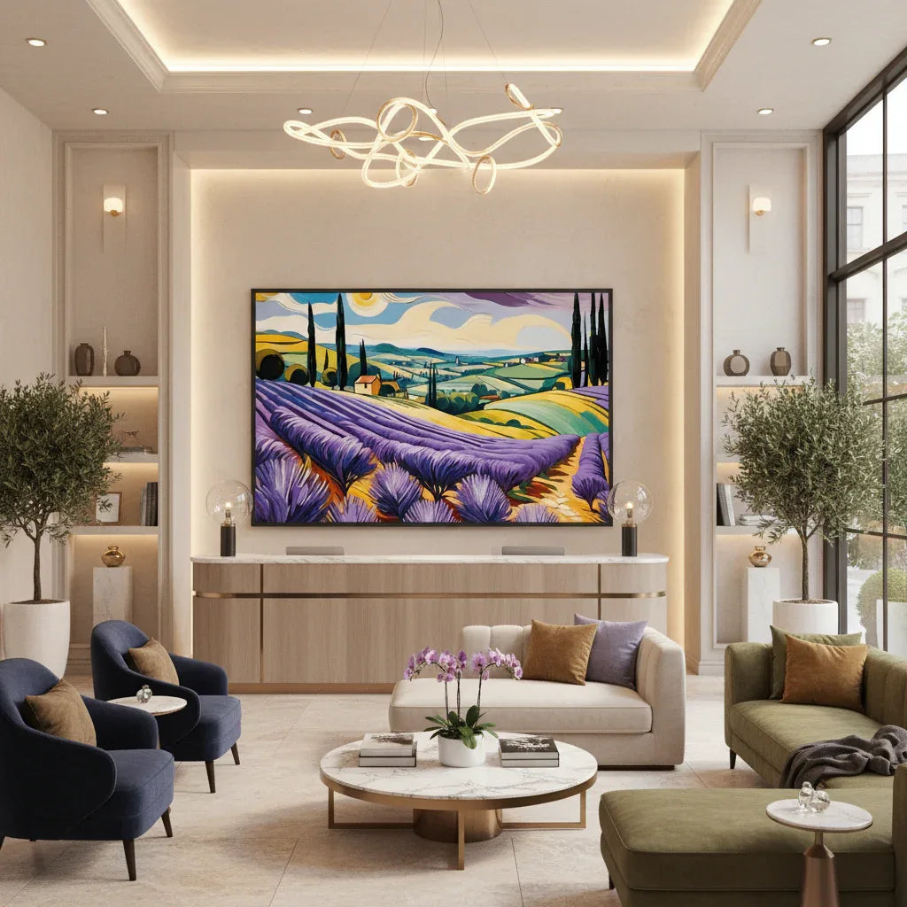 Lavender field 1 - Impressionist-Pastoral-Vibrant-Flowing - Esmonbijouart 