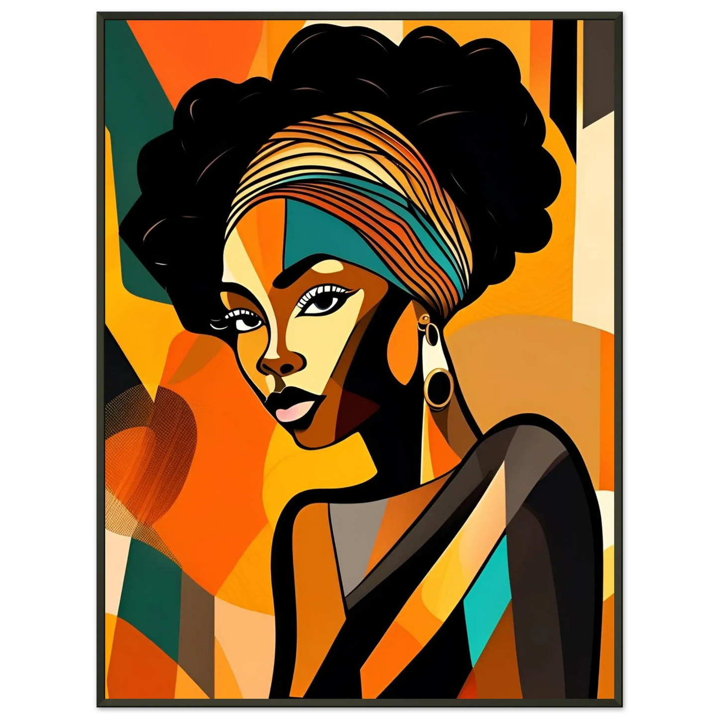 Retro Elegance - African Beauty with Colorful Headwrap - Esmonbijouart 