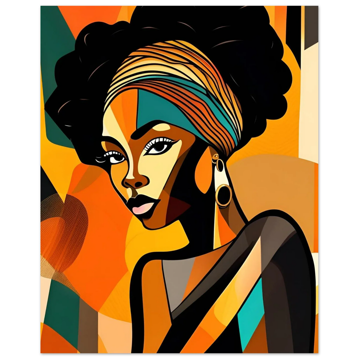 Retro Elegance - African Beauty with Colorful Headwrap - Esmonbijouart 