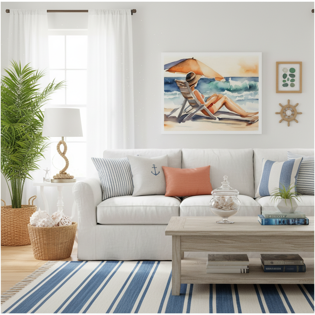 Coastal Living Room Mockup