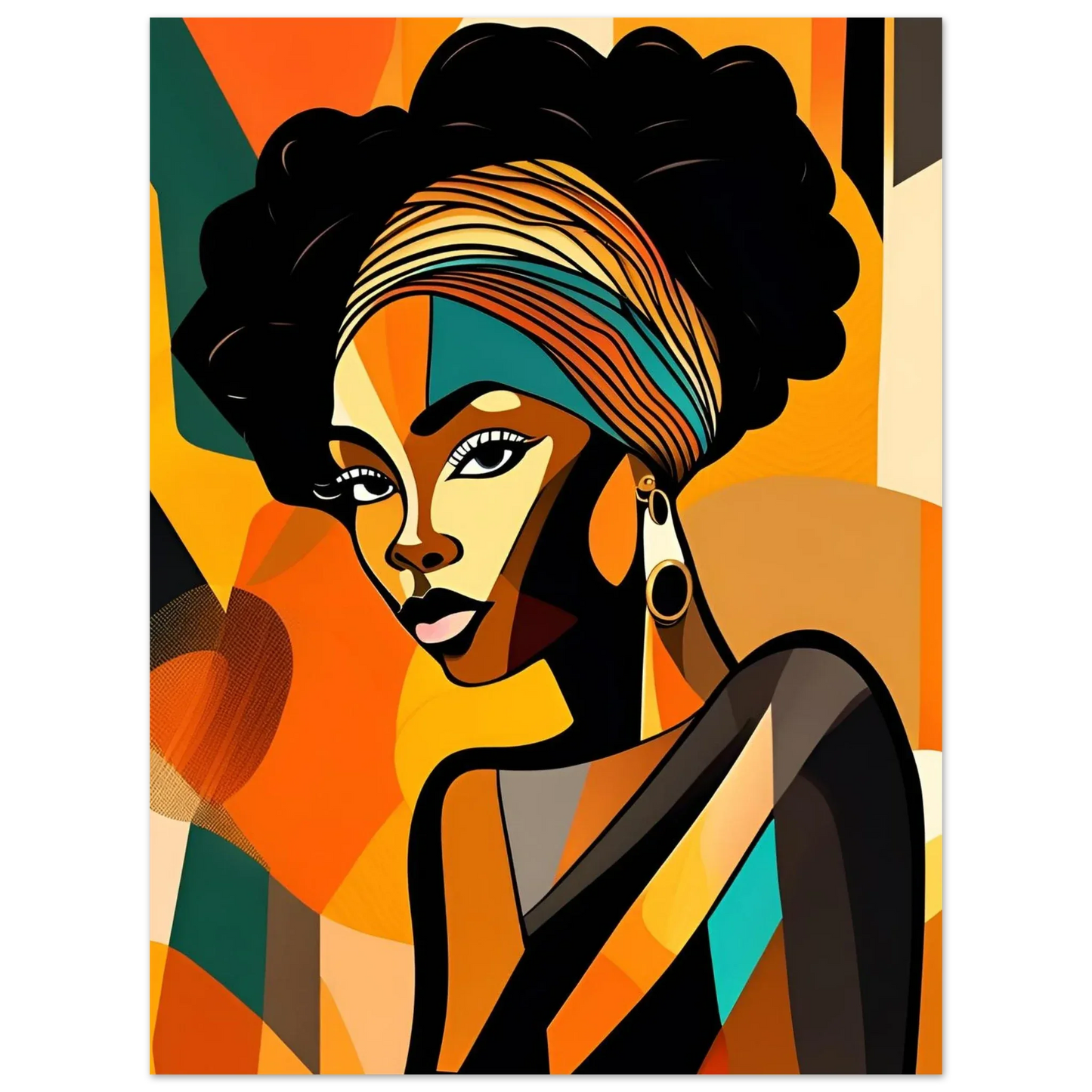 Retro Elegance - African Beauty with Colorful Headwrap - Esmonbijouart 