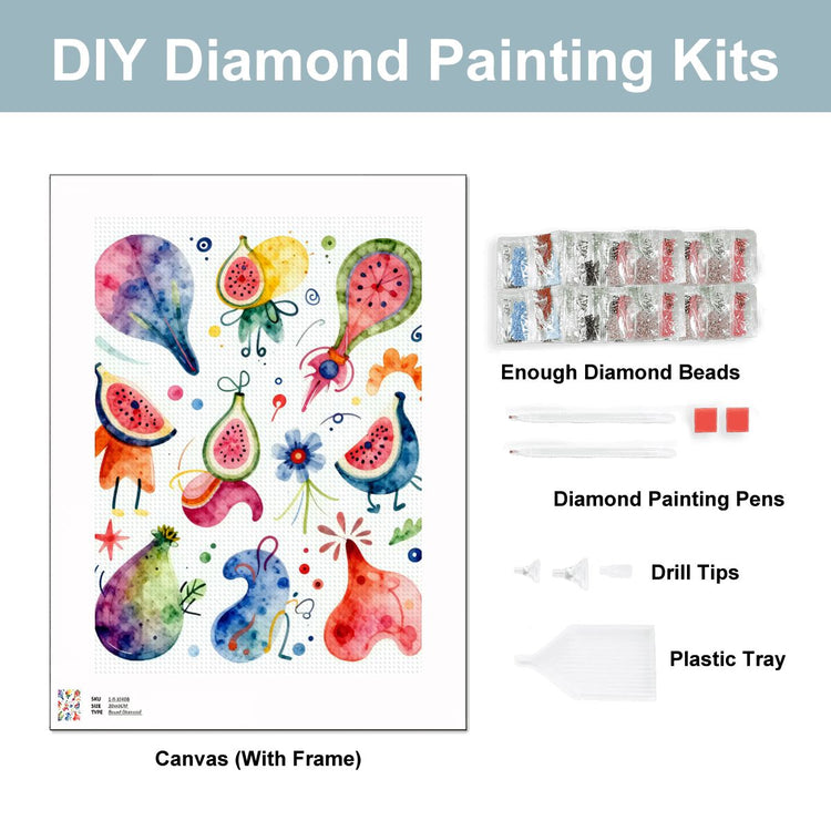 Colorful Abstract Fruit and Shapes – DIY Diamond Painting Kit (No Frame)