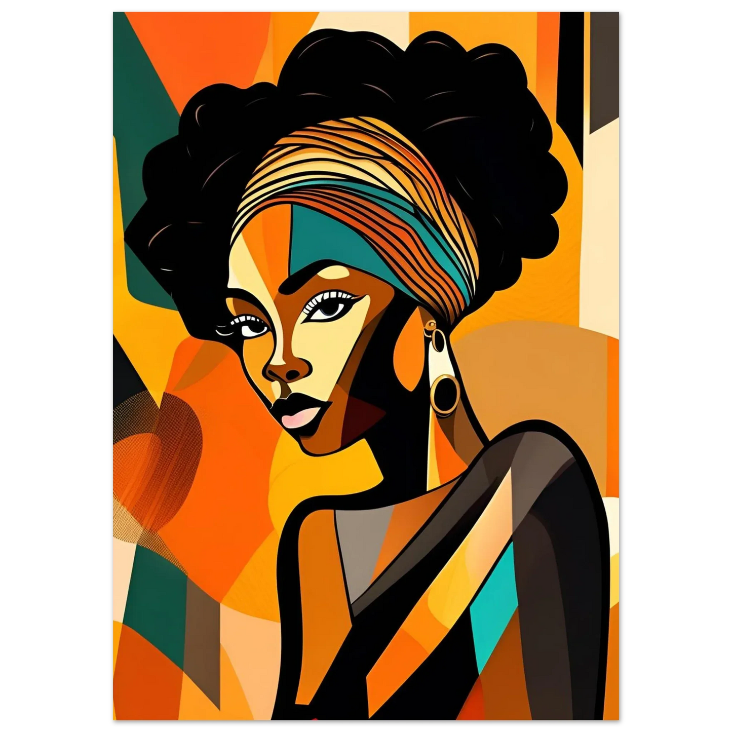 Retro Elegance - African Beauty with Colorful Headwrap - Esmonbijouart 