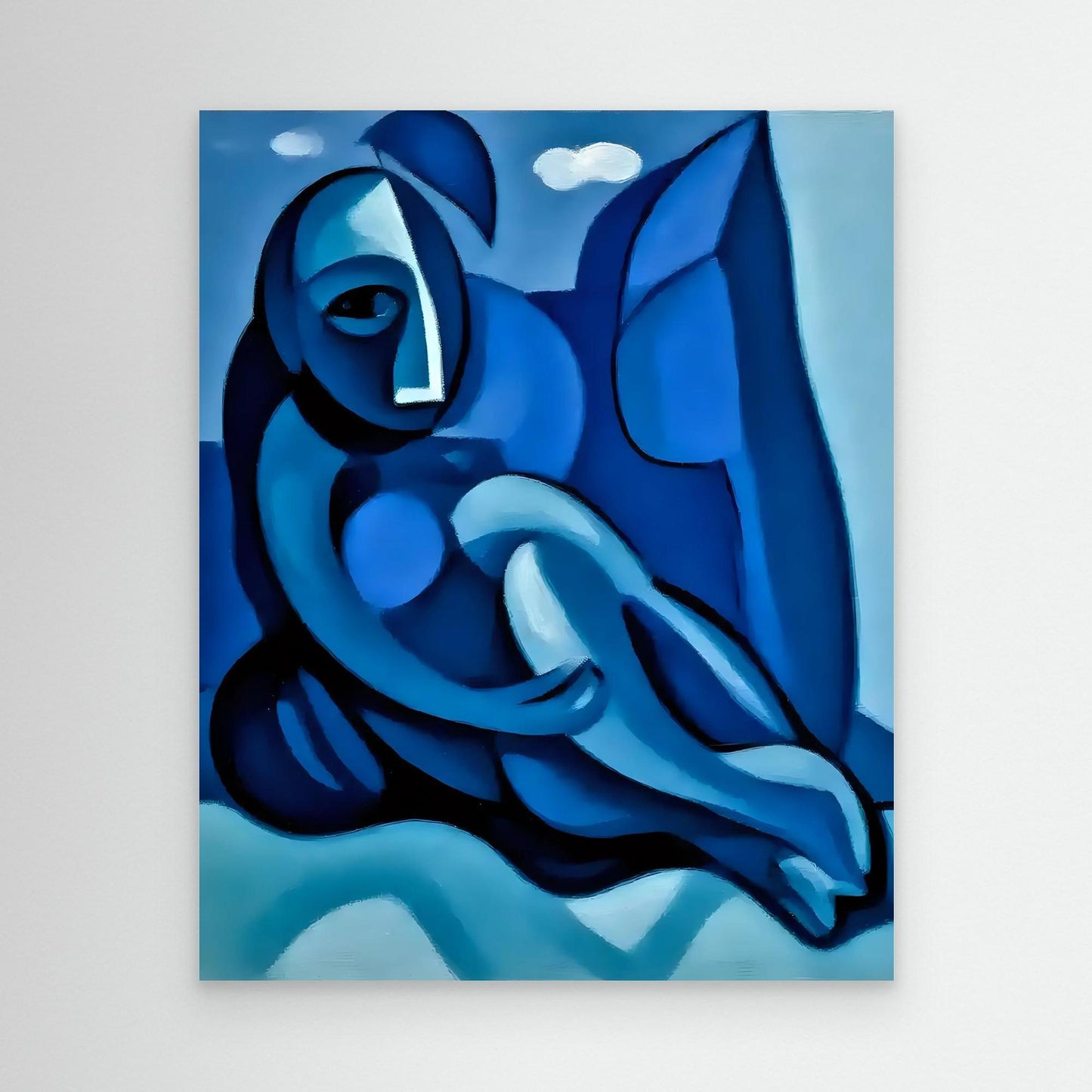Abstract Blue Figure în Contemplation